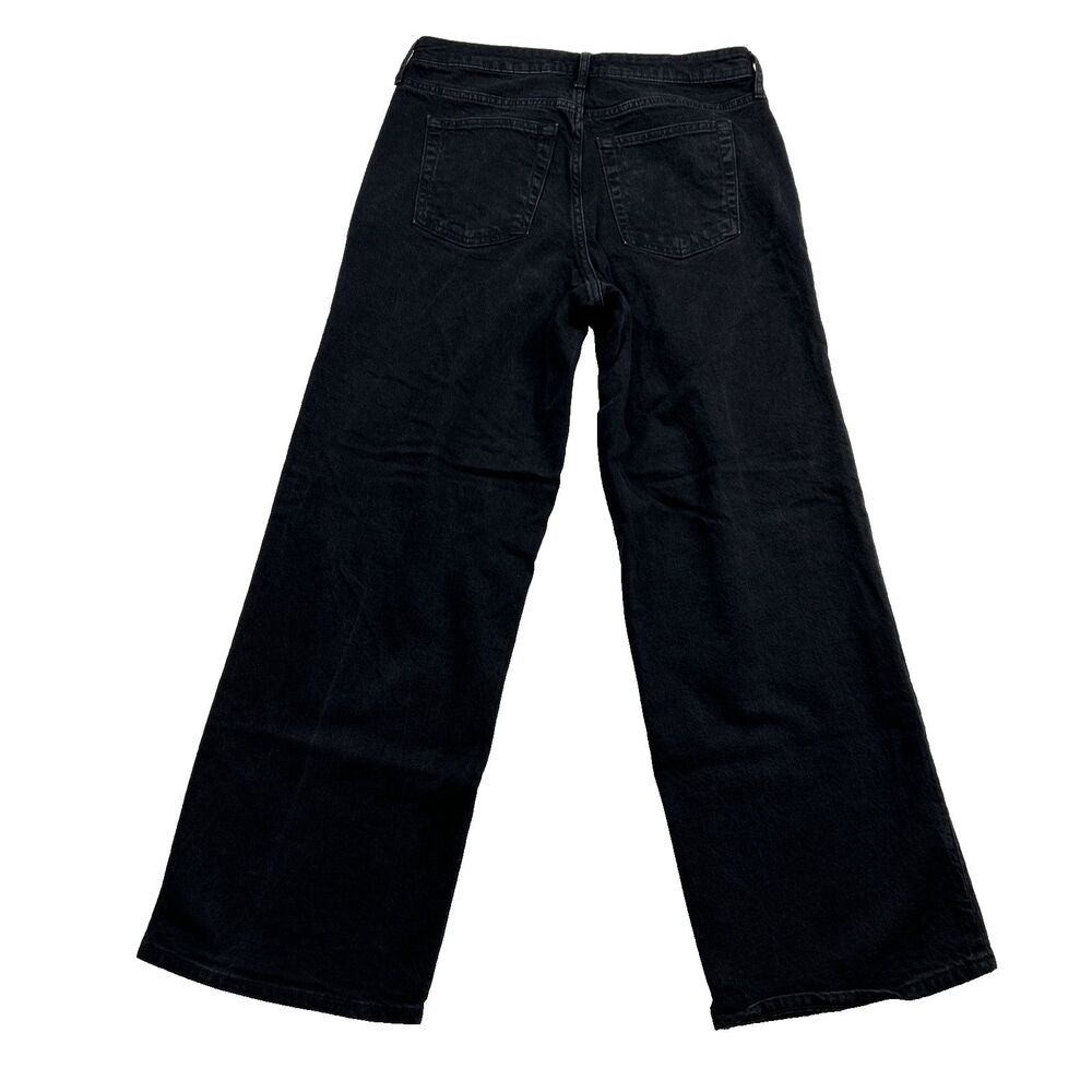 Free Assembly Women's Size 12 High Rise Full Wide Straight Black Jeans Grunge - Picture 4 of 10